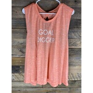 Pro Player  Womens Plus Sz 3X Goal Digger Orange Twisted Back Cutout T-Shirt